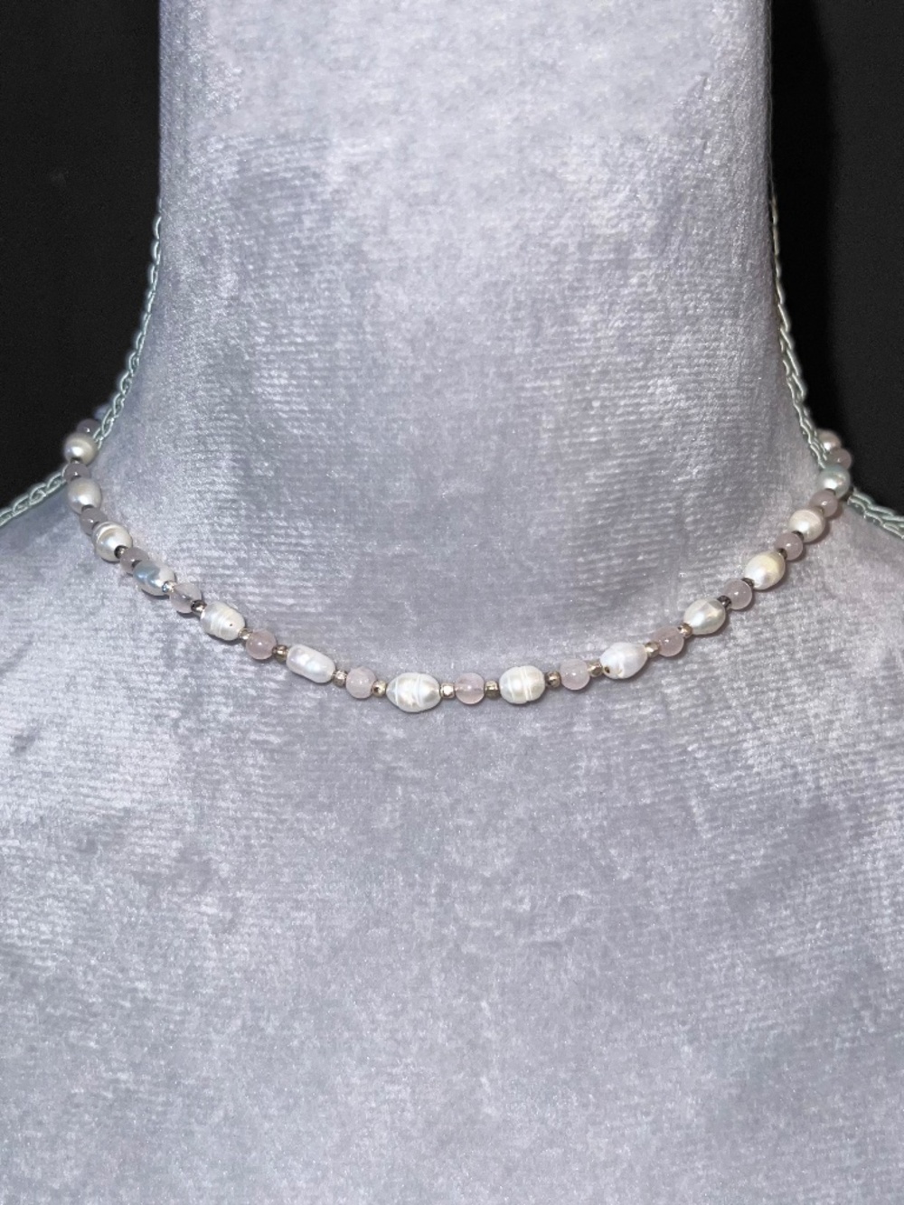 Rose Quartz & Fresh Pearl Necklace